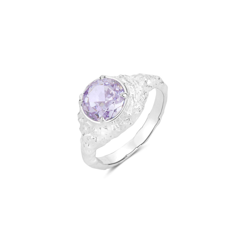 Handcrafted Silver ring with a purple gemstone