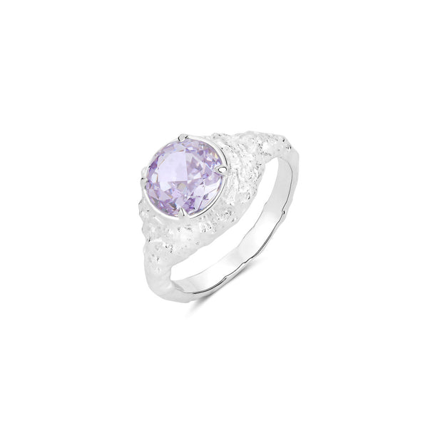 Handcrafted Silver ring with a purple gemstone