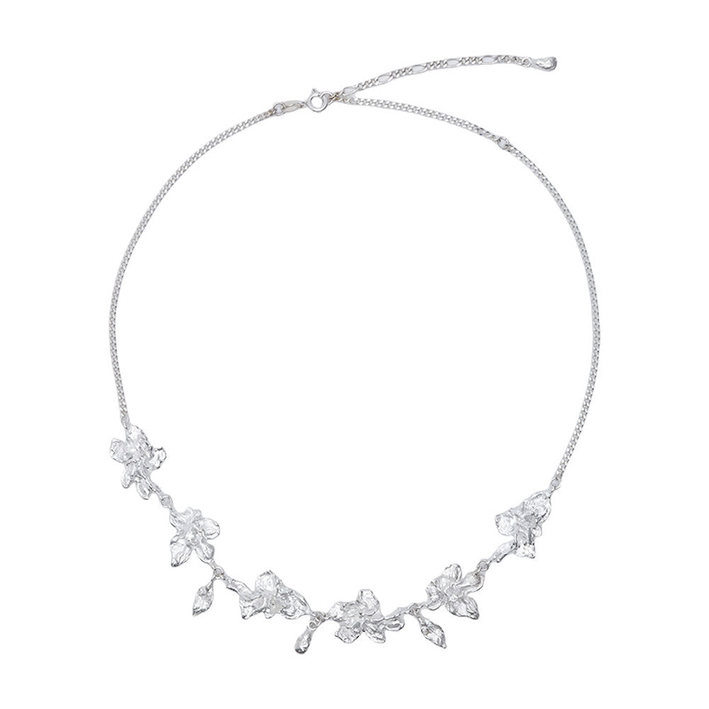 925 Sterling Silver nature inspired necklace with floral design