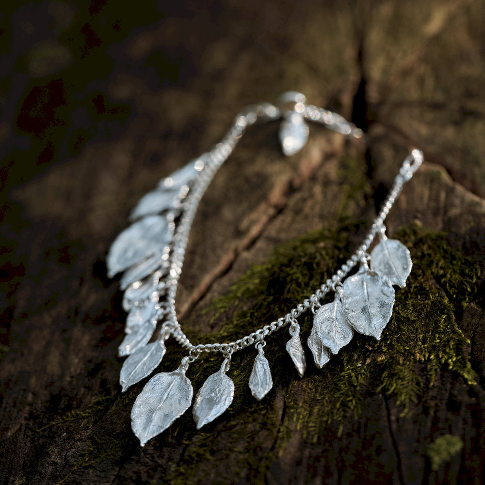 polished Silver leaf bracelet