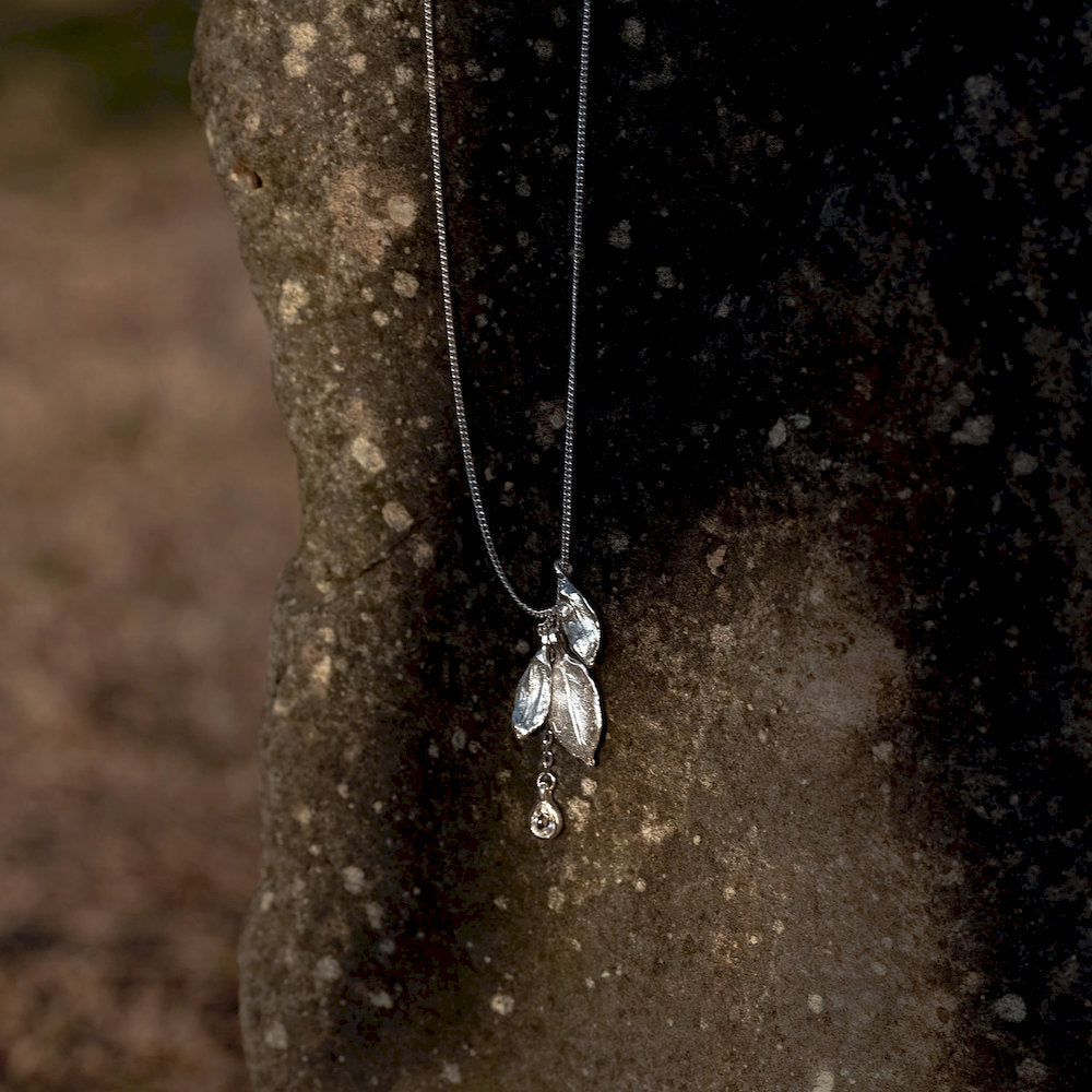 simple silver Necklace with leaf-shaped pendant for everyday