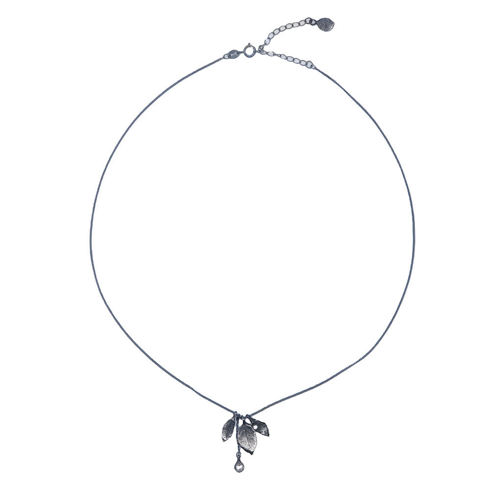 nature inspired Necklace with leaf-shaped pendant on a white background